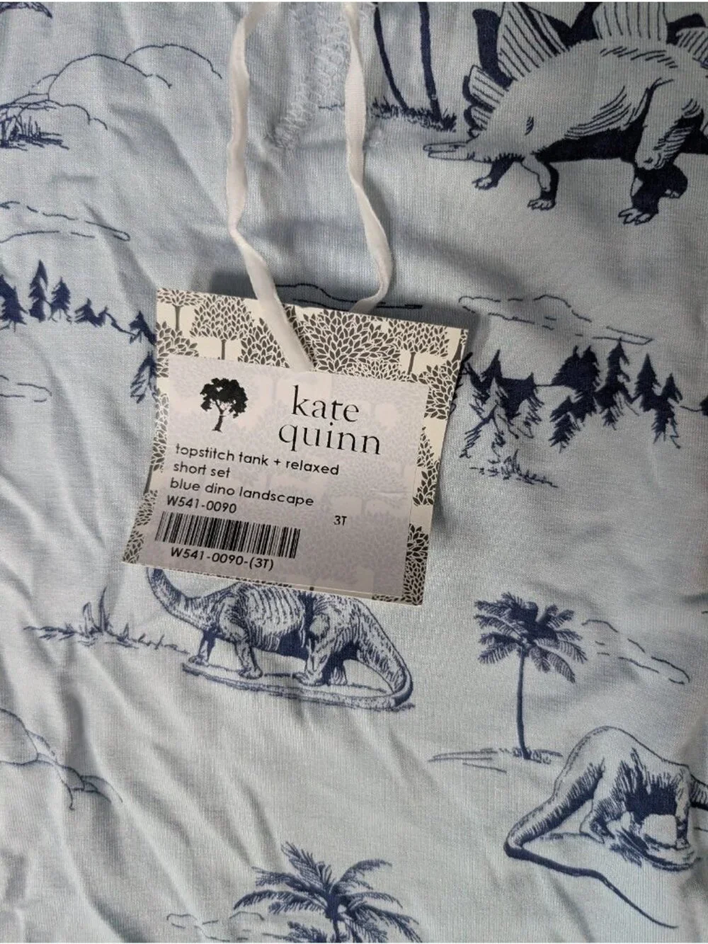 Kate Quinn Bamboo Dinosaur Landscape Tank Top Relaxed Shorts Set 3T